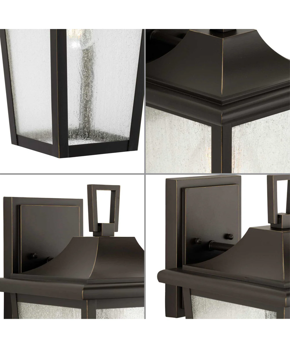 Padgett 1-Light Transitional Clear Seeded Glass Outdoor Wall Lantern Antique Bronze - Image 4