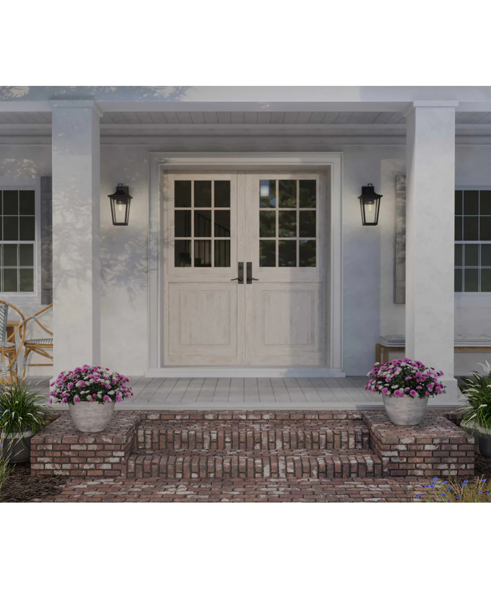 Padgett 1-Light Transitional Clear Seeded Glass Outdoor Wall Lantern Textured Black - Image 3