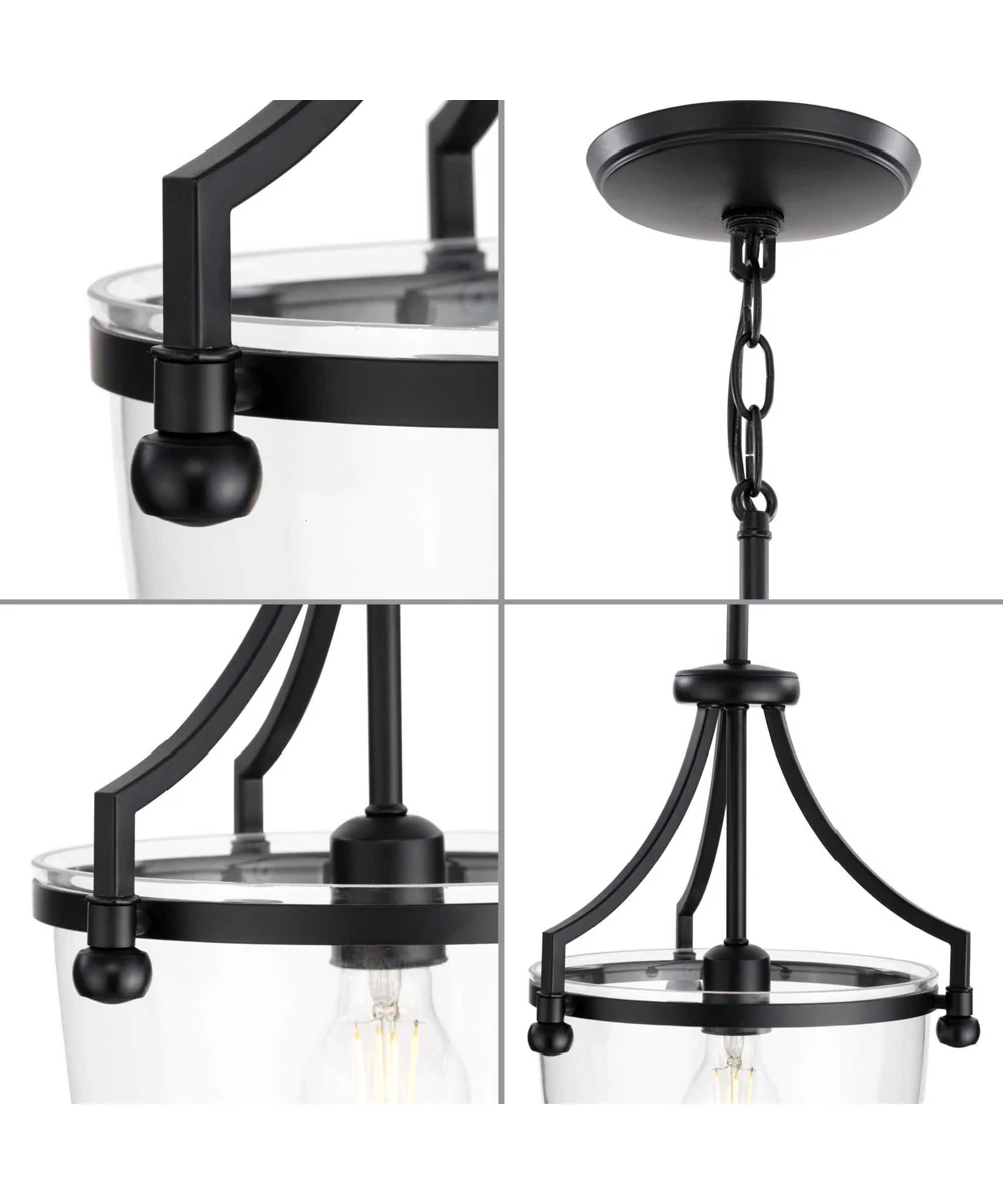Parkhurst 1-Light New Traditional Clear Glass Mini-Pendant Light Matte Black - Image 4
