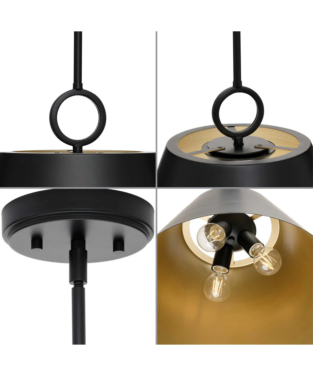 Parkhurst 3-Light New Traditional Metal Pendant Light Matte Black - Image 7