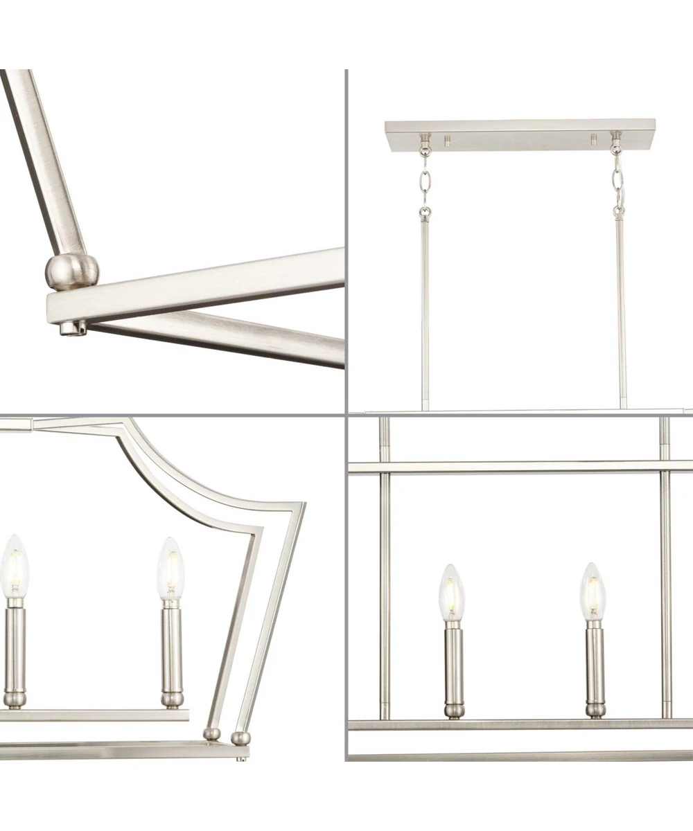 Parkhurst 6-Light New Traditional  Linear Island Chandelier Light Brushed Nickel - Image 2