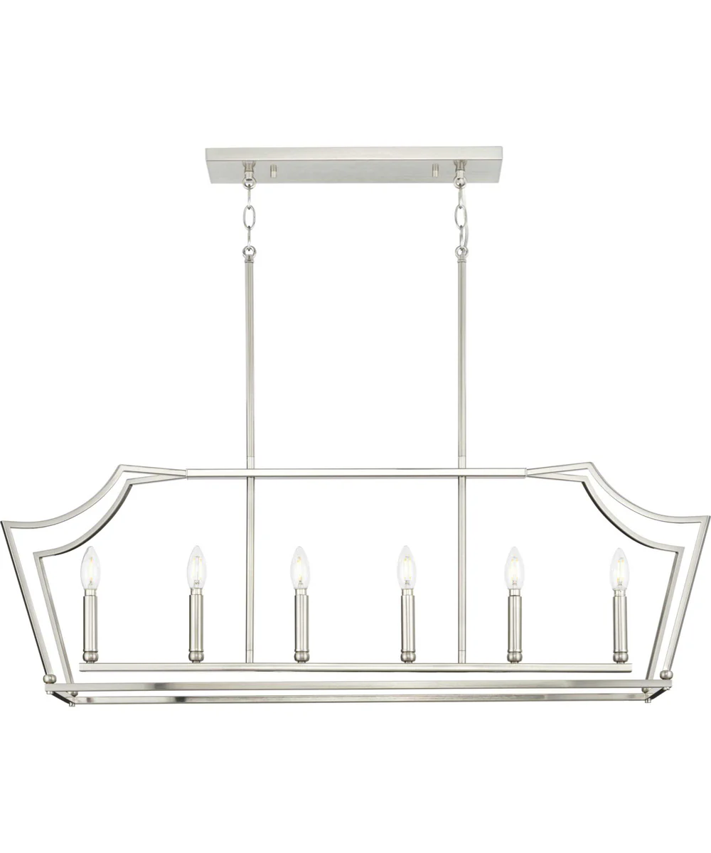 Parkhurst 6-Light New Traditional  Linear Island Chandelier Light Brushed Nickel - Image 4