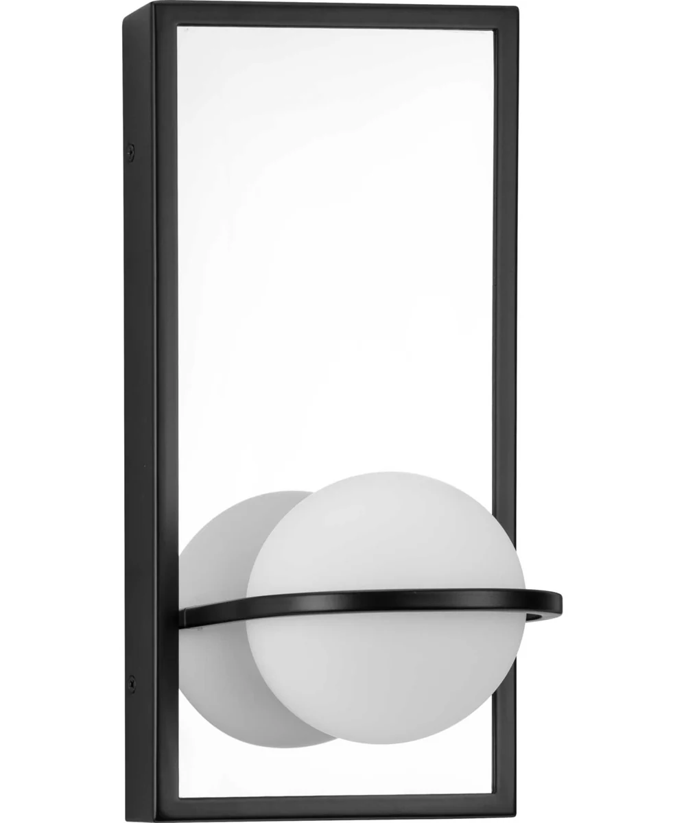 Pearl LED Mid-Century Modern Etched Opal Glass Wall Bracket Matte Black