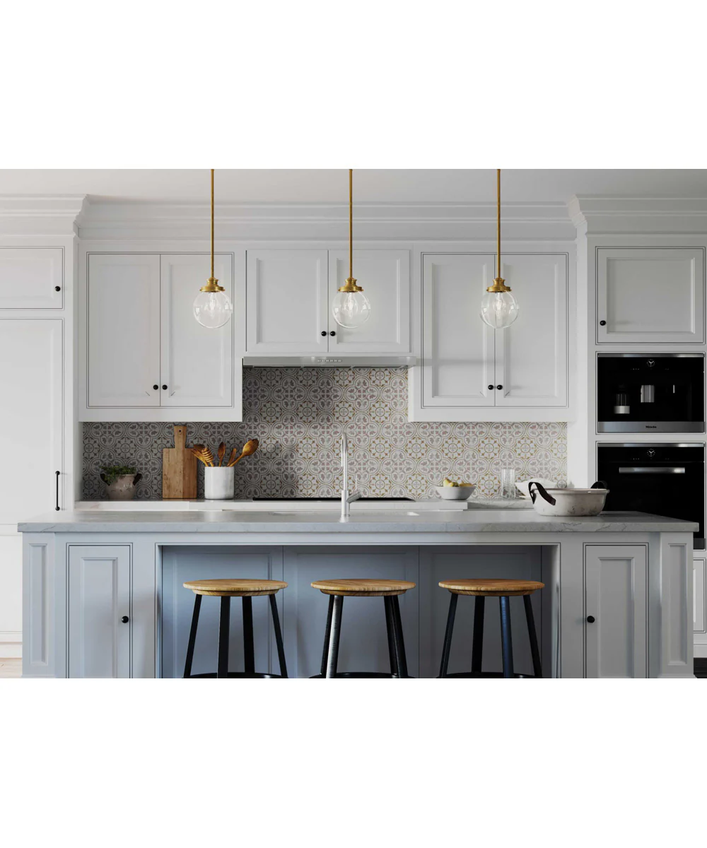 Penn 1-Light Clear Glass Farmhouse Mini-Pendant Light Natural Brass - Image 2