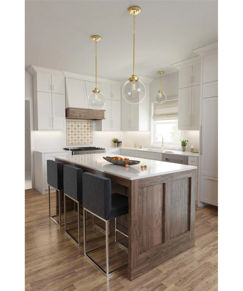 Penn 1-Light Clear Glass Farmhouse Pendant Light Natural Brass - Image 4