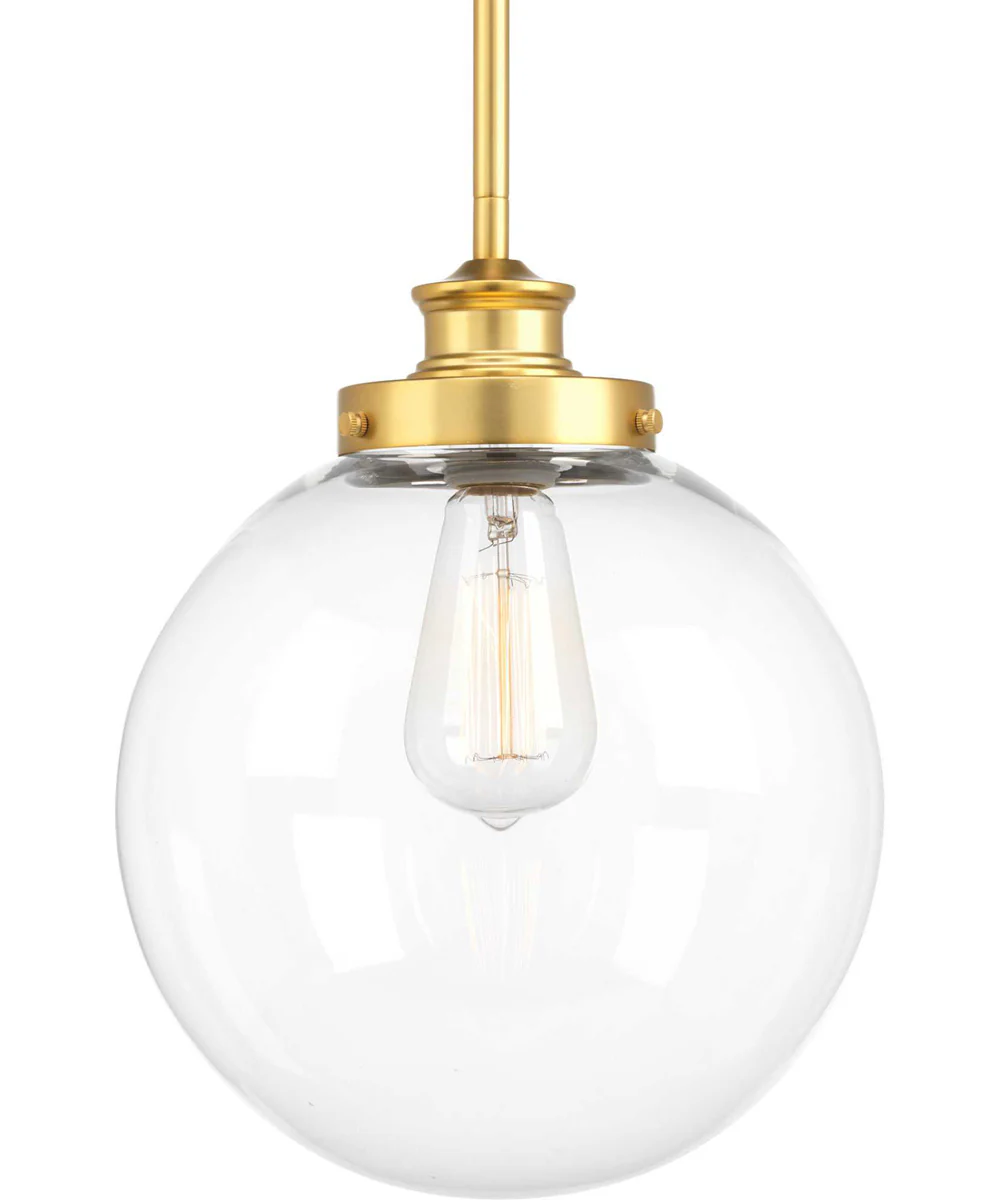 Penn 1-Light Clear Glass Farmhouse Pendant Light Natural Brass - Image 6