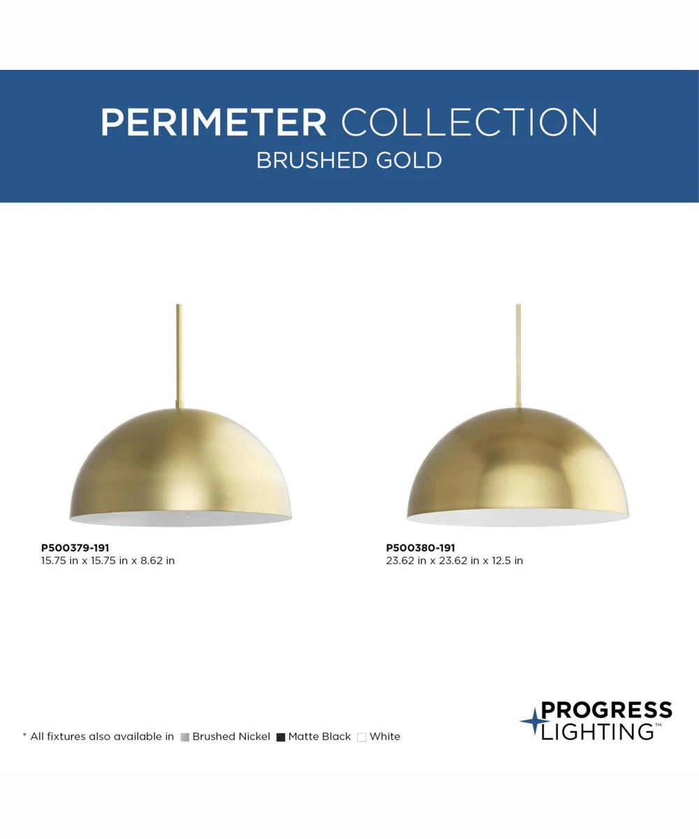 Perimeter 1-Light Mid-Century Modern Pendant with metal Shade Brushed Gold - Image 6
