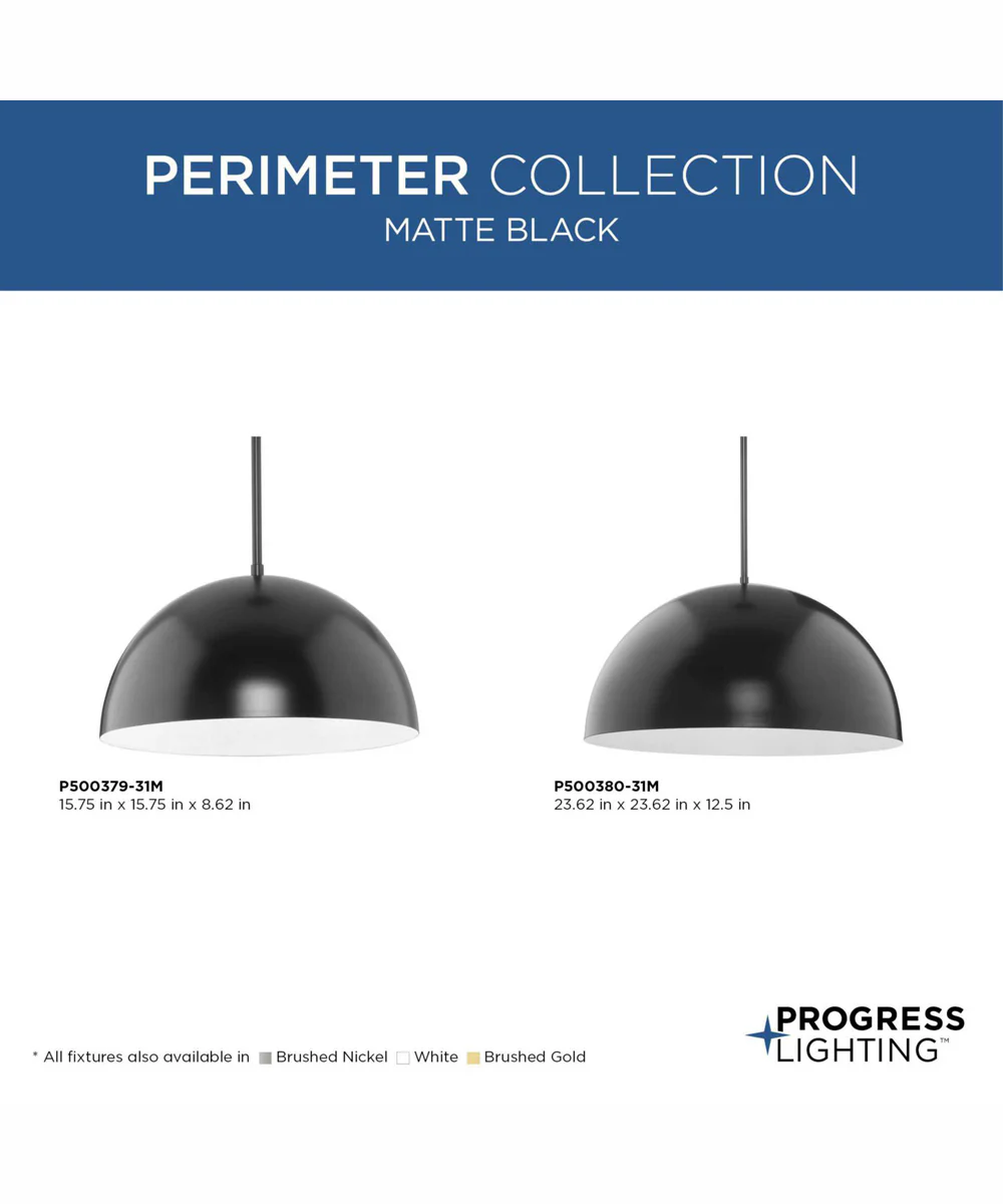 Perimeter 1-Light Mid-Century Modern Pendant with metal Shade Matte Black - Image 6