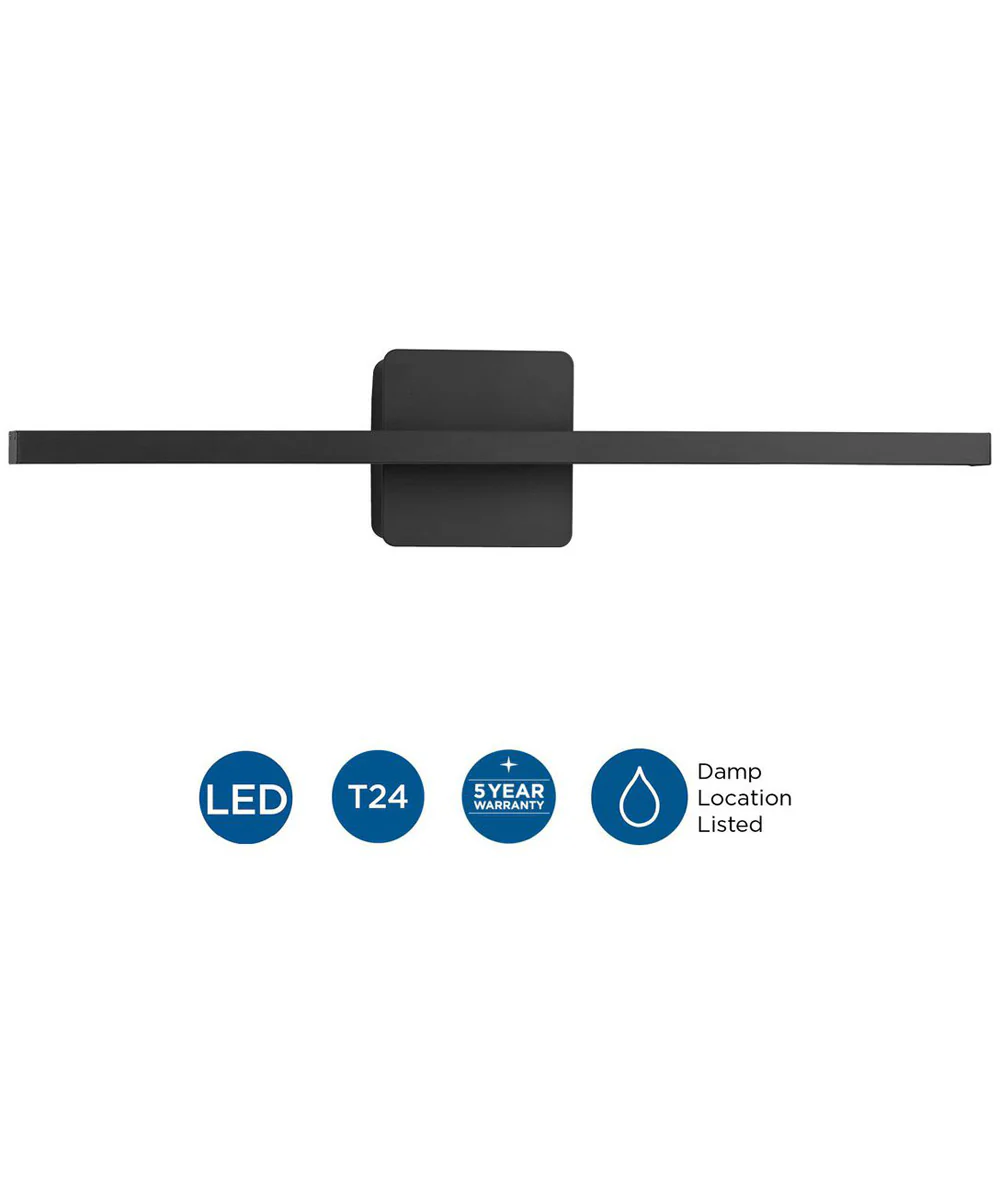 Phase 5 24 in. Slim Modern 3CCT Integrated LED Linear Vanity Light Matte Black - Image 10