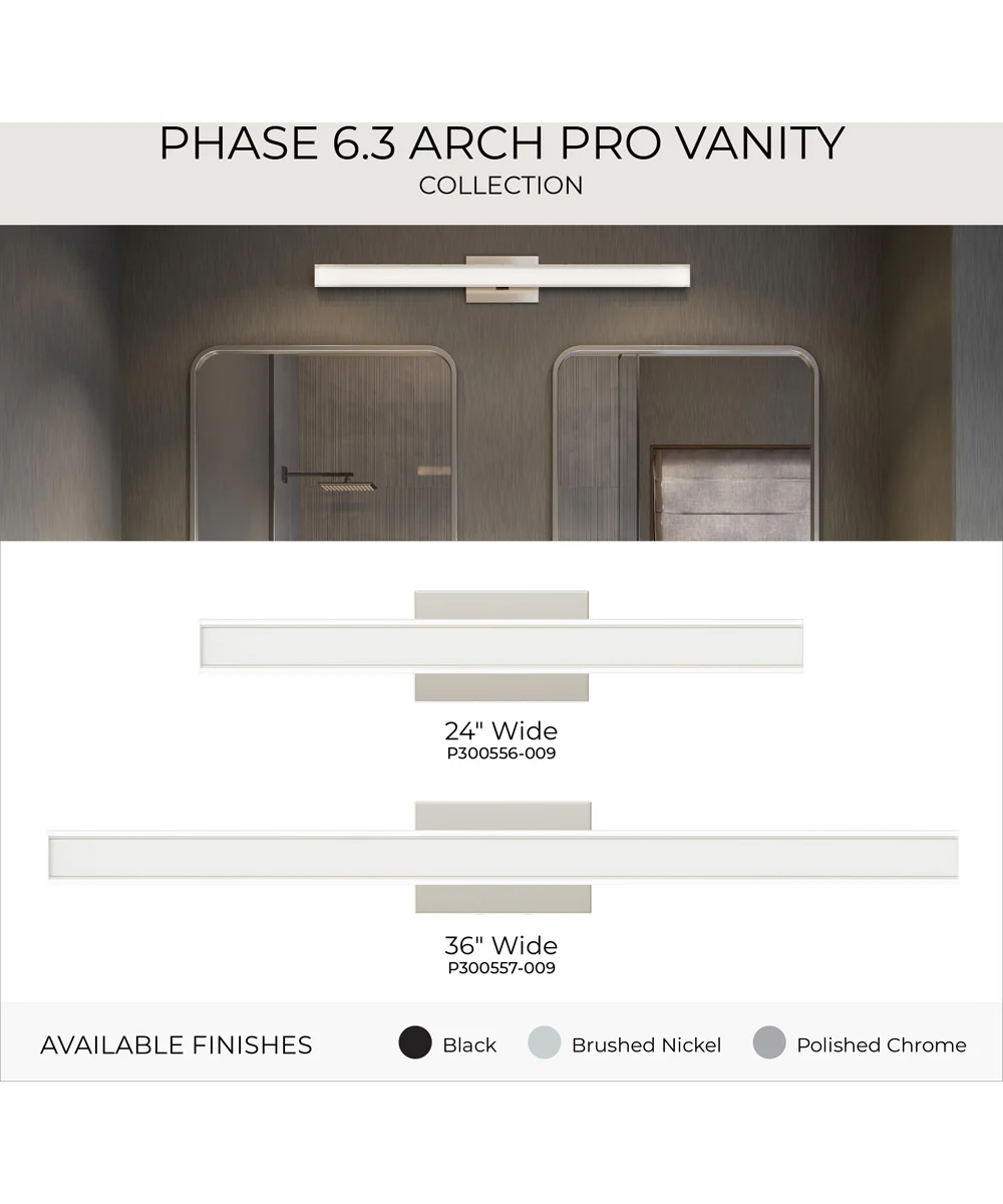 Phase 6.3 36 in. 5CCT Integrated LED Linear Vanity Light Brushed Nickel - Image 13