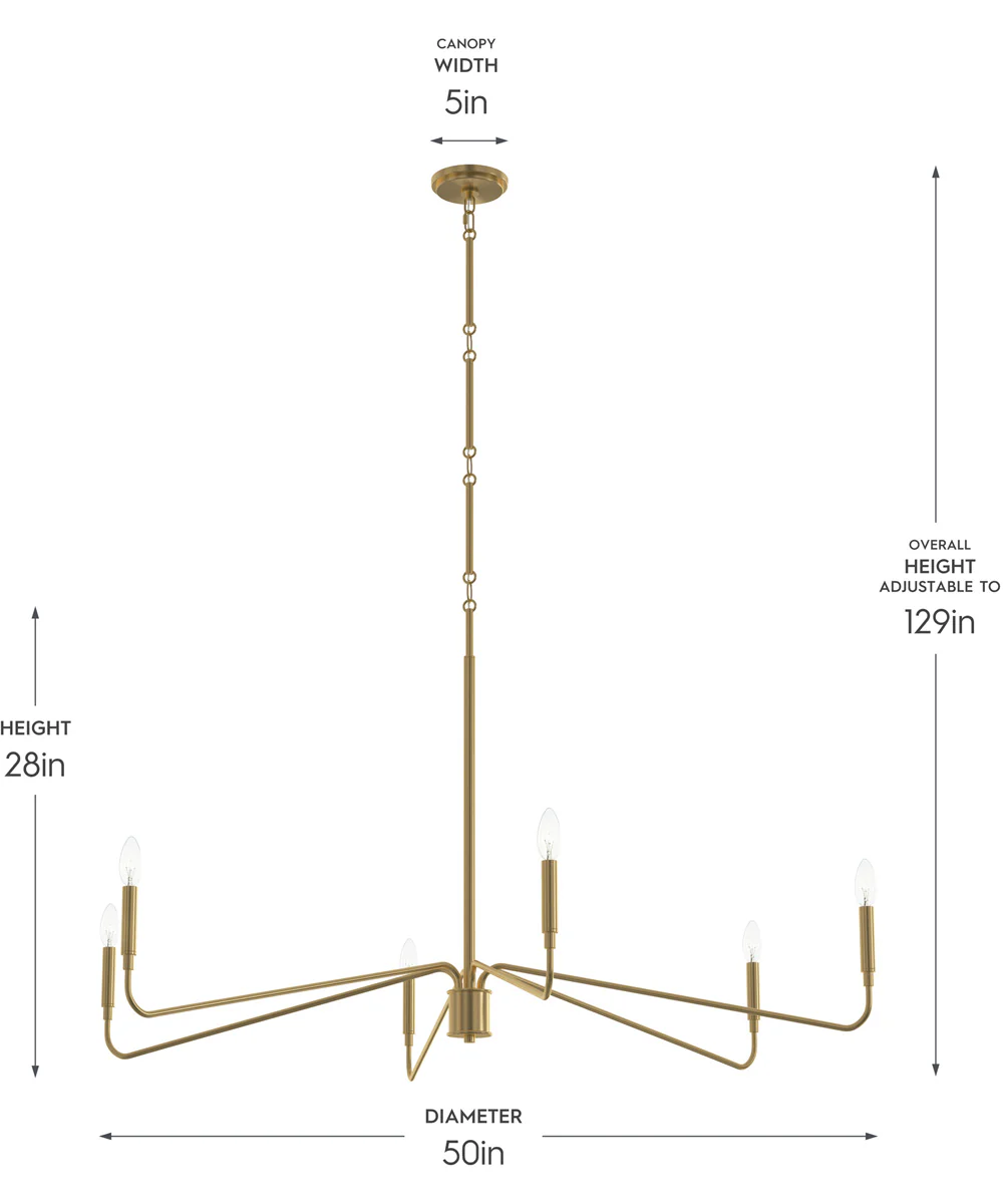 Pilar Extra Large 6-Light Chandelier Brushed Gold - Image 4