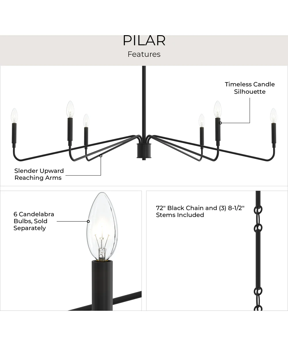 Pilar Extra Large 6-Light Chandelier Matte Black - Image 8