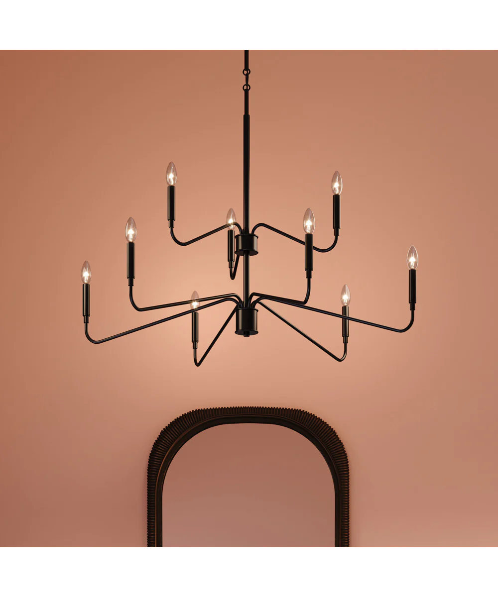 Pilar Two-Tier 9-Light Chandelier Matte Black - Image 10