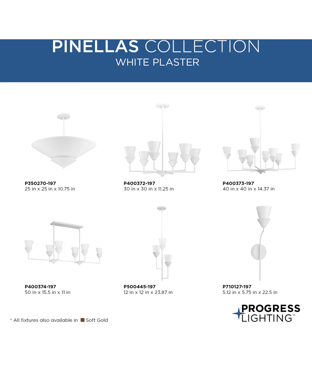 Pinellas 25 in. 4-Light Flush Mount White Plaster - Image 12