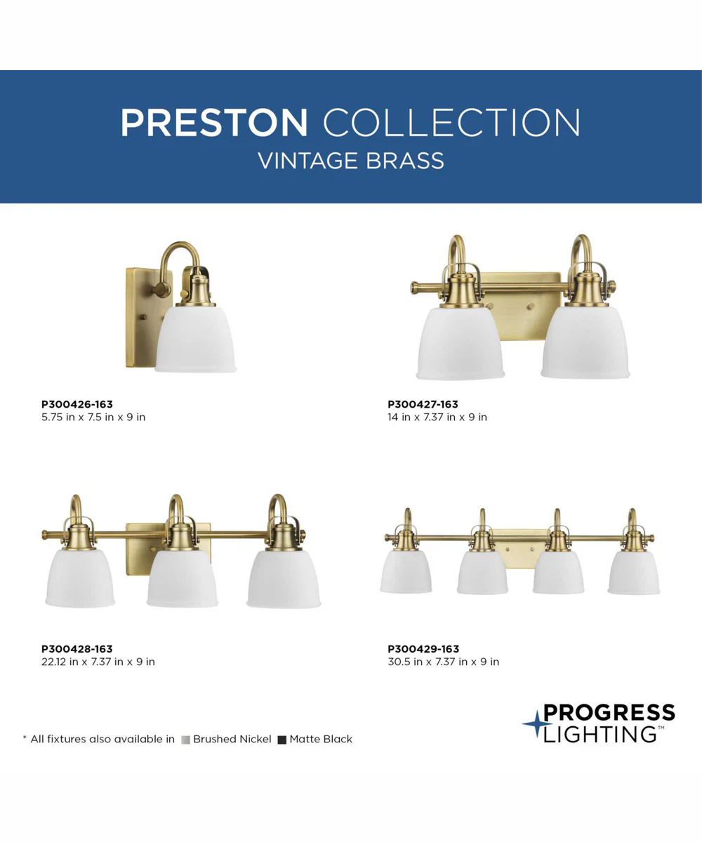 Presto 3-Light Coastal Bath Vanity Light Vintage Brass - Image 5