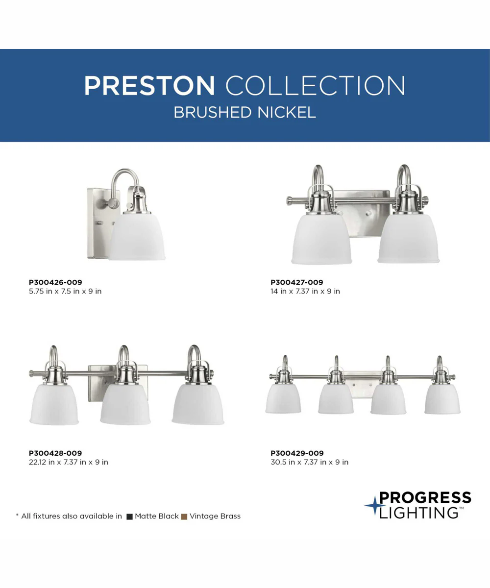 Preston 2-Light Coastal Bath Vanity Light Brushed Nickel - Image 9