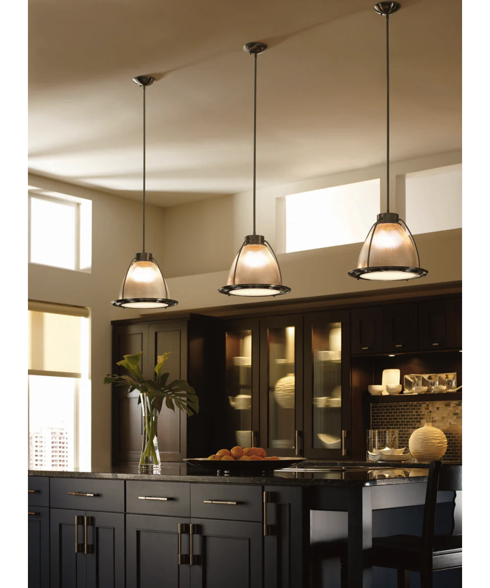 Prismatic Glass 1-Light Clear Prismatic Glass Coastal Mini-Pendant Light Brushed Nickel - Image 2