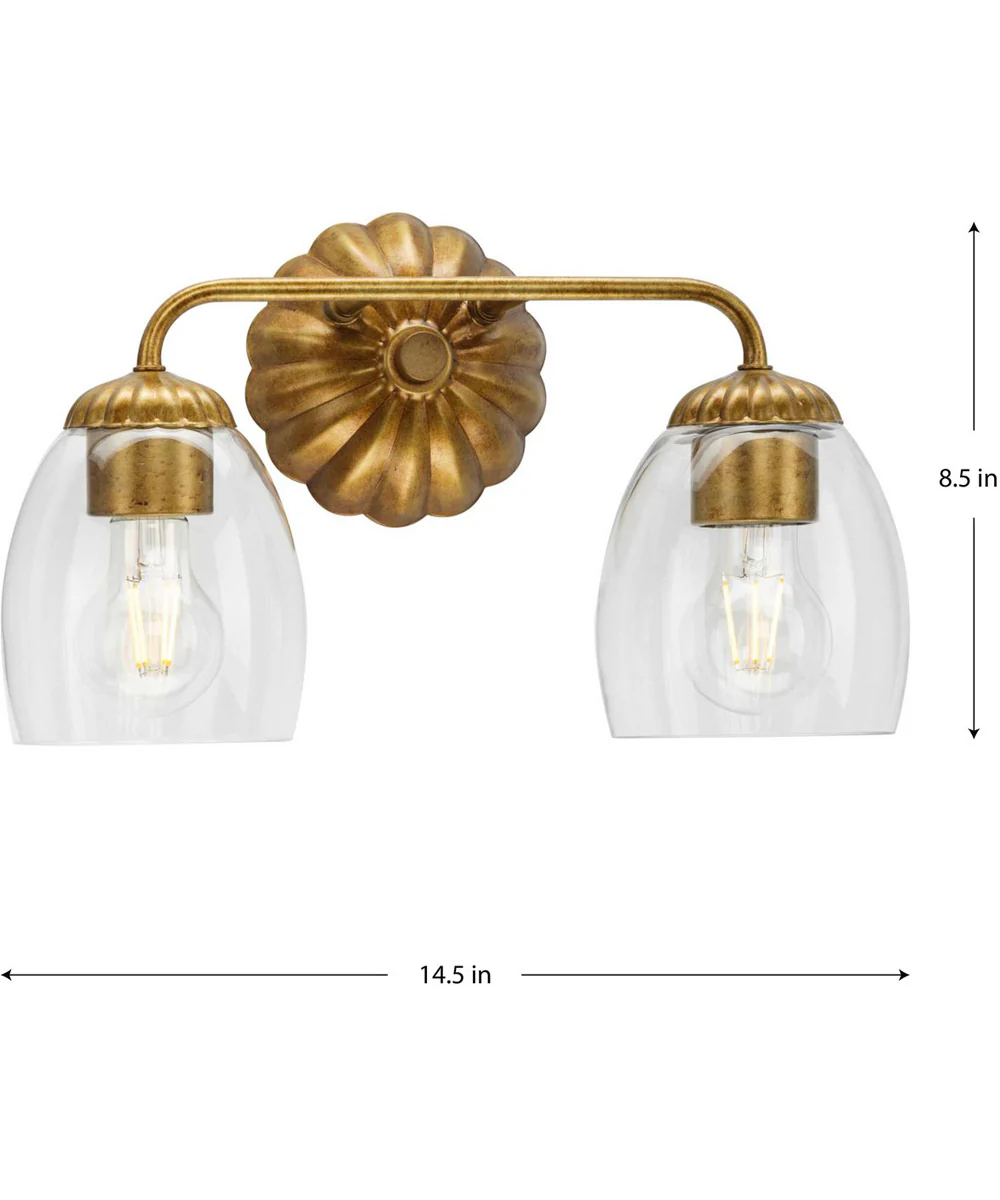 Quillan 2-Light Transitional Bath & Vanity Light Gold Ombre - Image 4