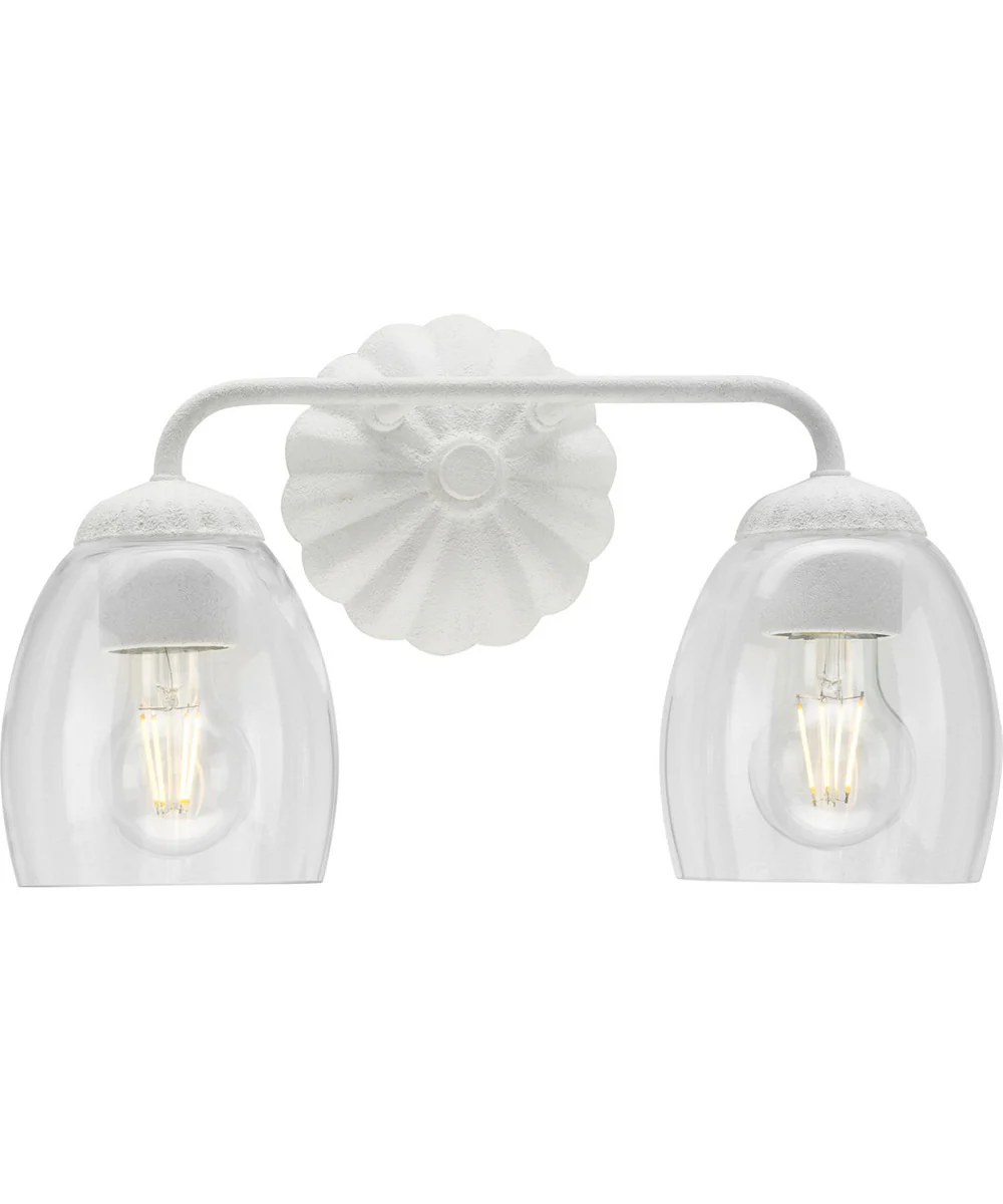 Quillan 2-Light Transitional Bath & Vanity Light White Plaster