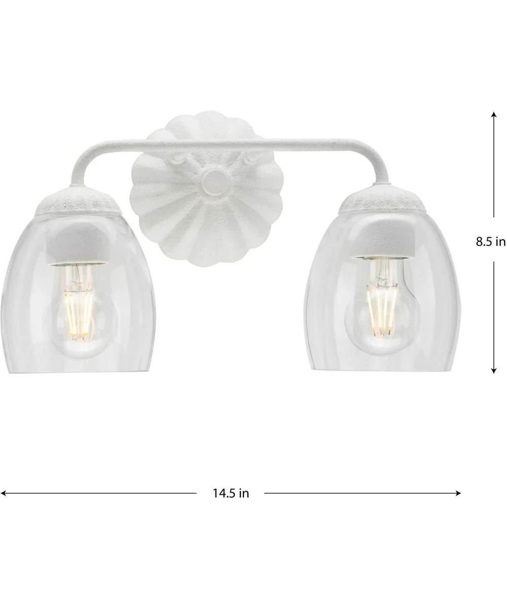 Quillan 2-Light Transitional Bath & Vanity Light White Plaster - Image 4