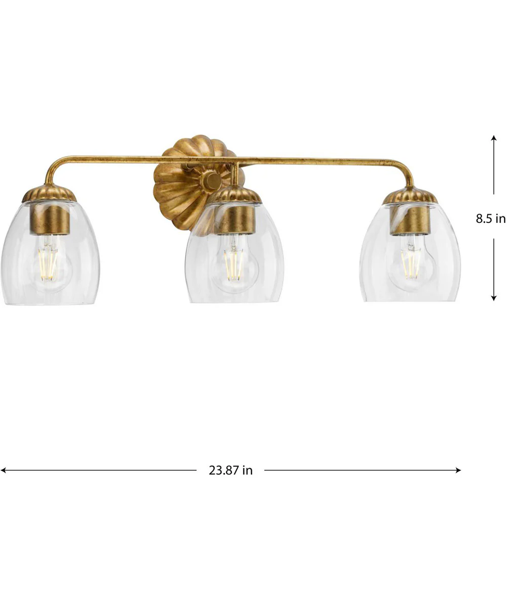 Quillan 3-Light Transitional Bath & Vanity Light Gold Ombre - Image 4