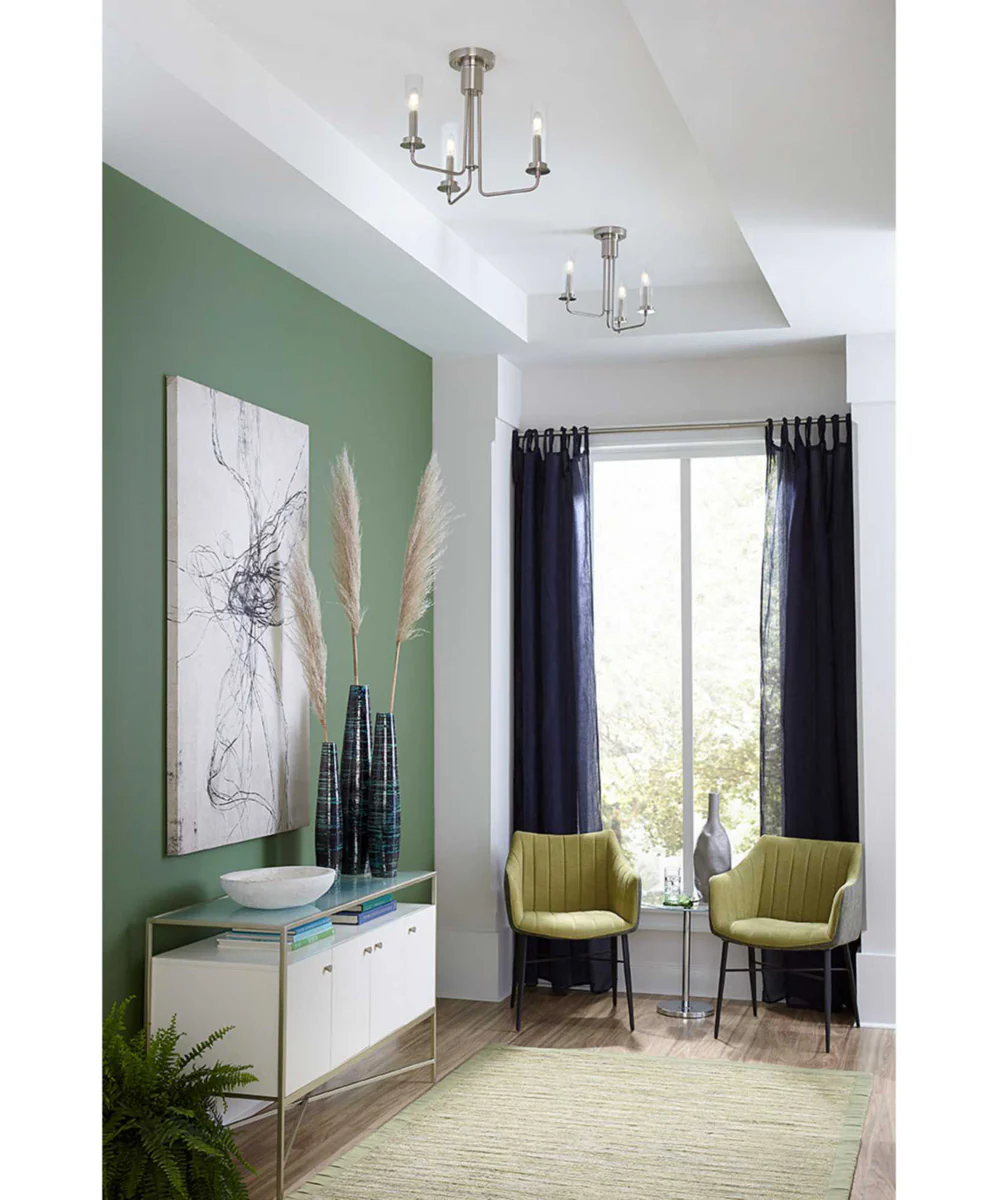Rainey 3-Light. Semi-Flush Convertible Brushed Nickel - Image 3