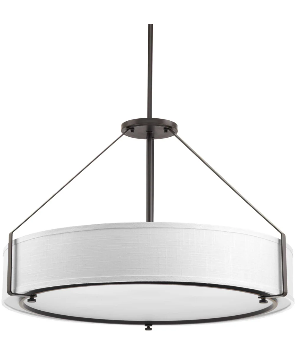 Ratio 6-Light Fabric Shade Coastal Mini-Pendant Light Antique Bronze