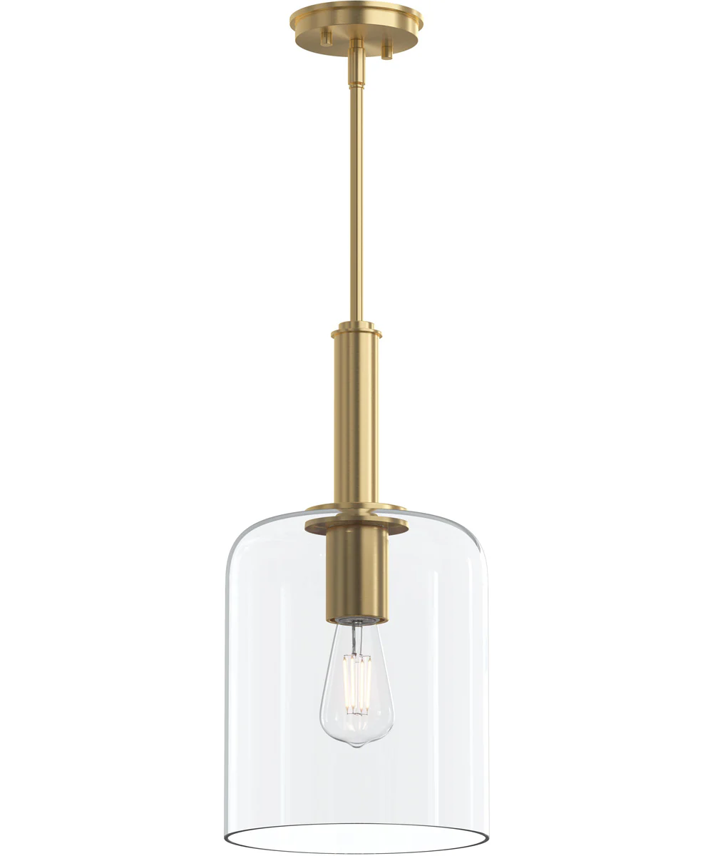 Reines 1-Light Pendant with Clear Glass Shade Brushed Gold