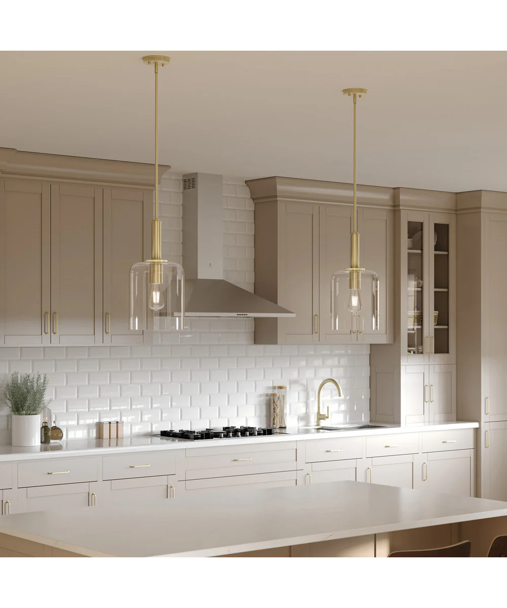 Reines 1-Light Pendant with Clear Glass Shade Brushed Gold - Image 2