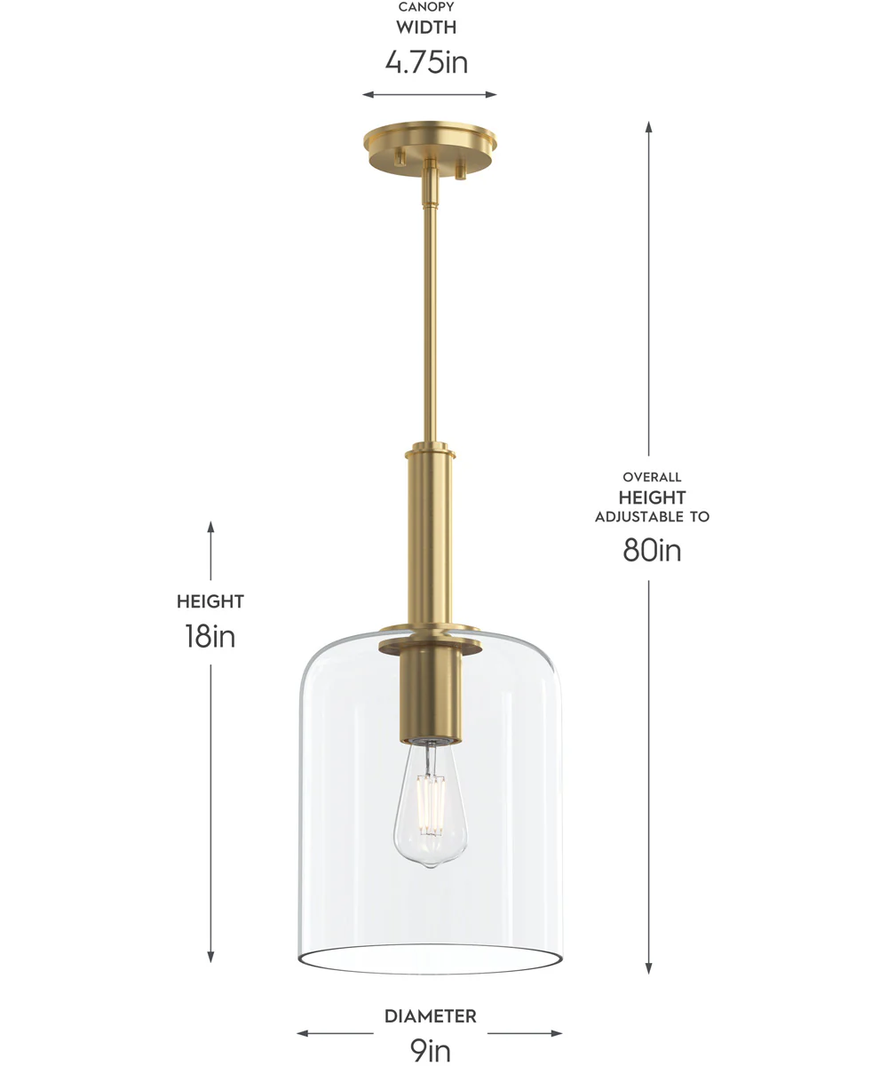 Reines 1-Light Pendant with Clear Glass Shade Brushed Gold - Image 4