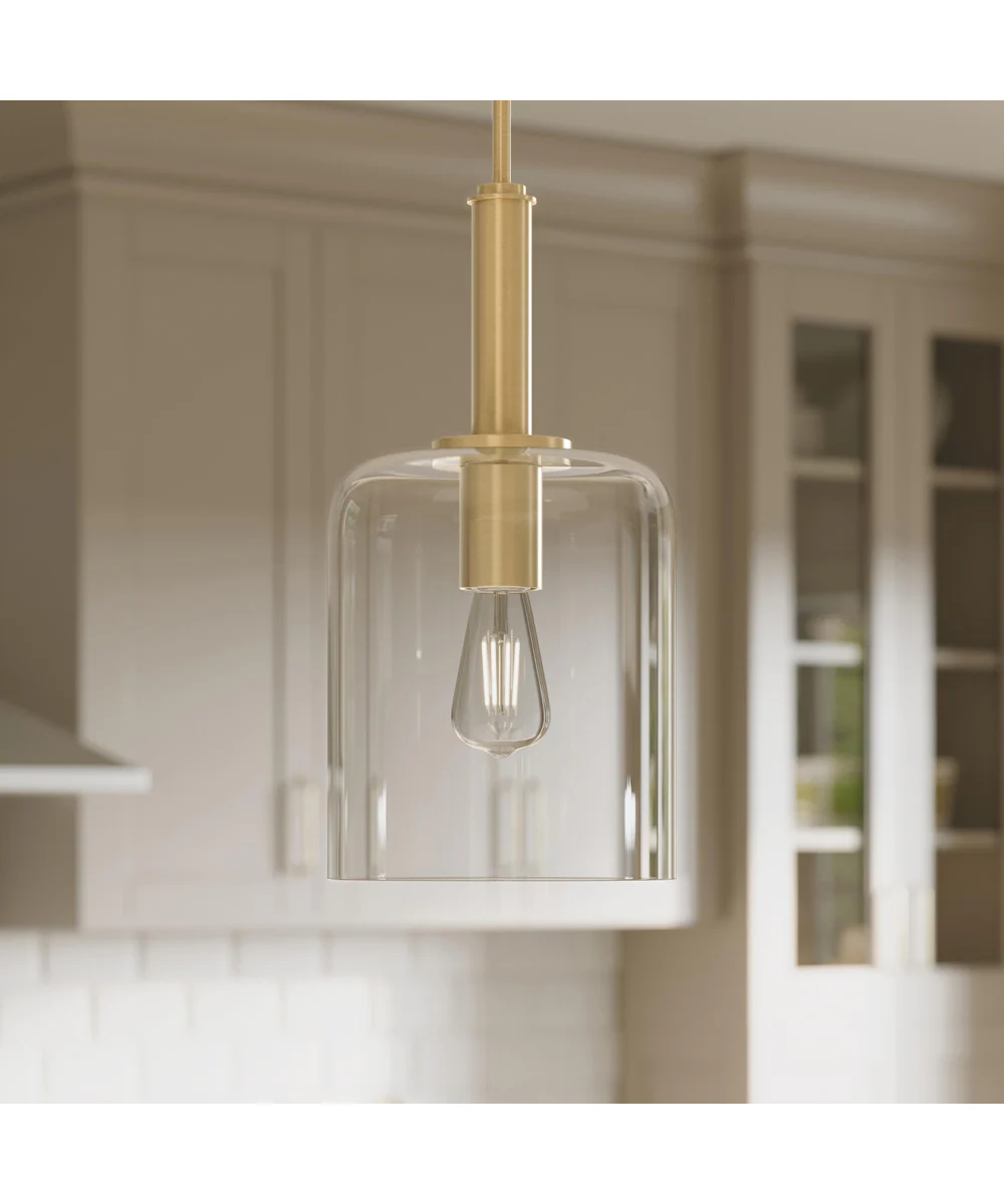 Reines 1-Light Pendant with Clear Glass Shade Brushed Gold - Image 9