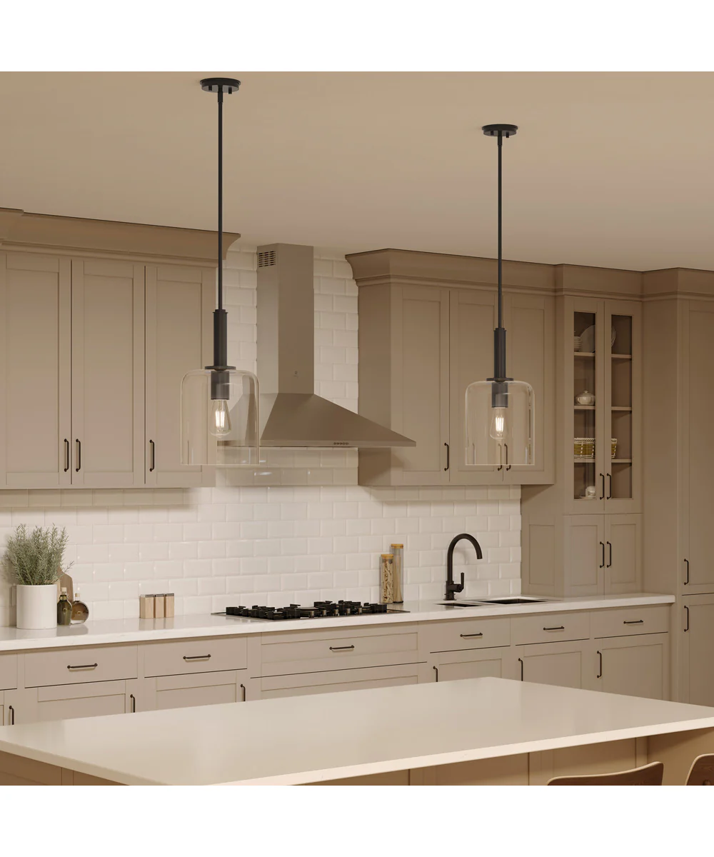 Reines 1-Light Pendant with Clear Glass Shade Matte Black - Image 3
