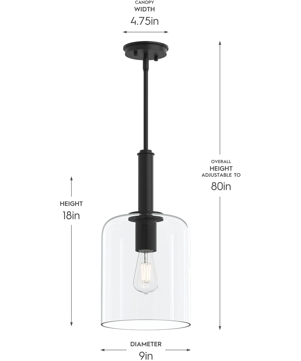 Reines 1-Light Pendant with Clear Glass Shade Matte Black - Image 4