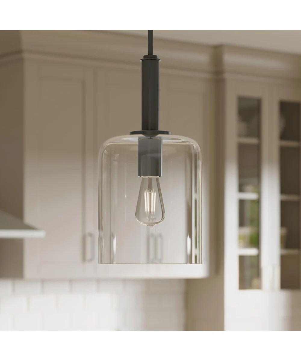 Reines 1-Light Pendant with Clear Glass Shade Matte Black - Image 9