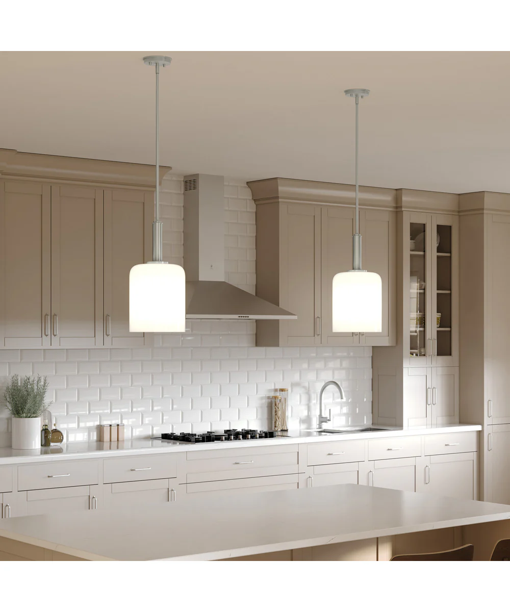 Reines 1-Light Pendant with Opal Glass Shade Brushed Nickel - Image 2