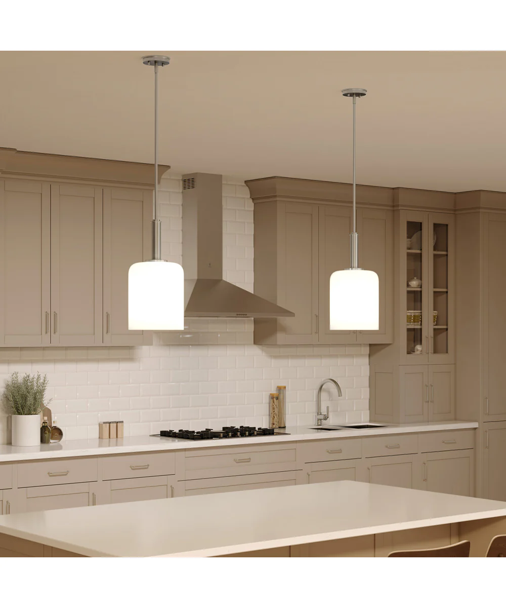 Reines 1-Light Pendant with Opal Glass Shade Brushed Nickel - Image 3