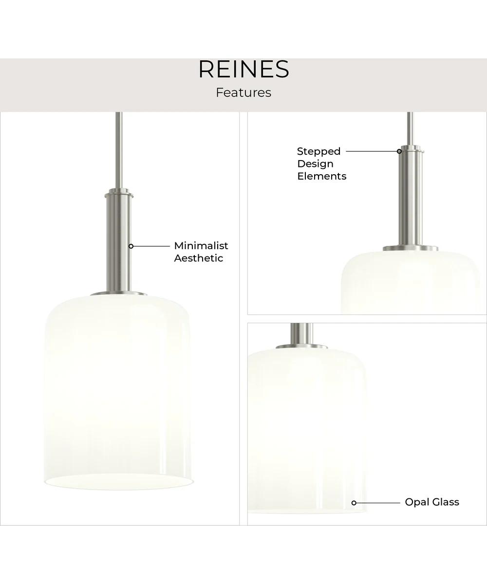 Reines 1-Light Pendant with Opal Glass Shade Brushed Nickel - Image 8