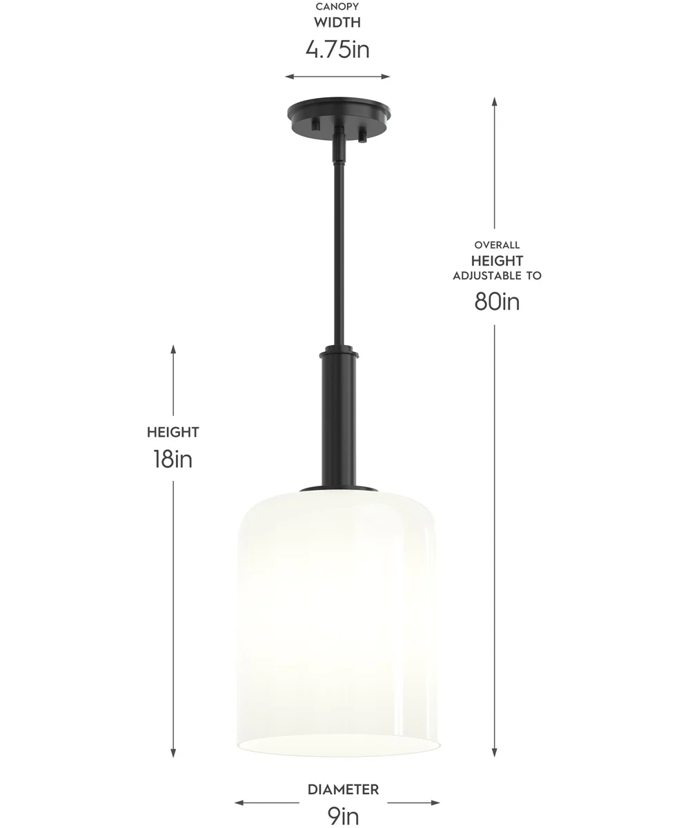 Reines 1-Light Pendant with Opal Glass Shade Matte Black - Image 4
