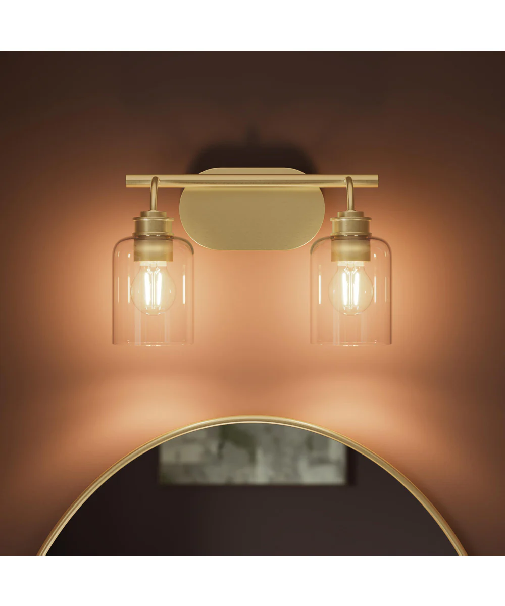 Reines 2-Light Bath Vanity with Clear Glass Shades Brushed Gold - Image 11