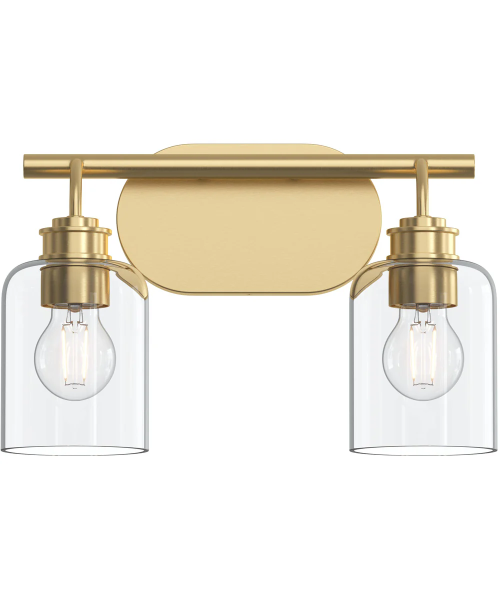 Reines 2-Light Bath Vanity with Clear Glass Shades Brushed Gold - Image 6