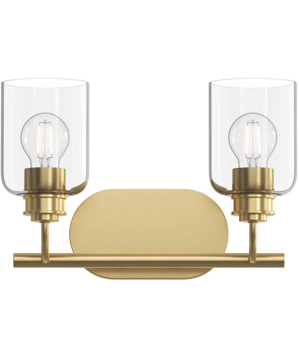 Reines 2-Light Bath Vanity with Clear Glass Shades Brushed Gold - Image 7