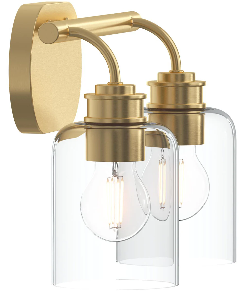 Reines 2-Light Bath Vanity with Clear Glass Shades Brushed Gold - Image 8