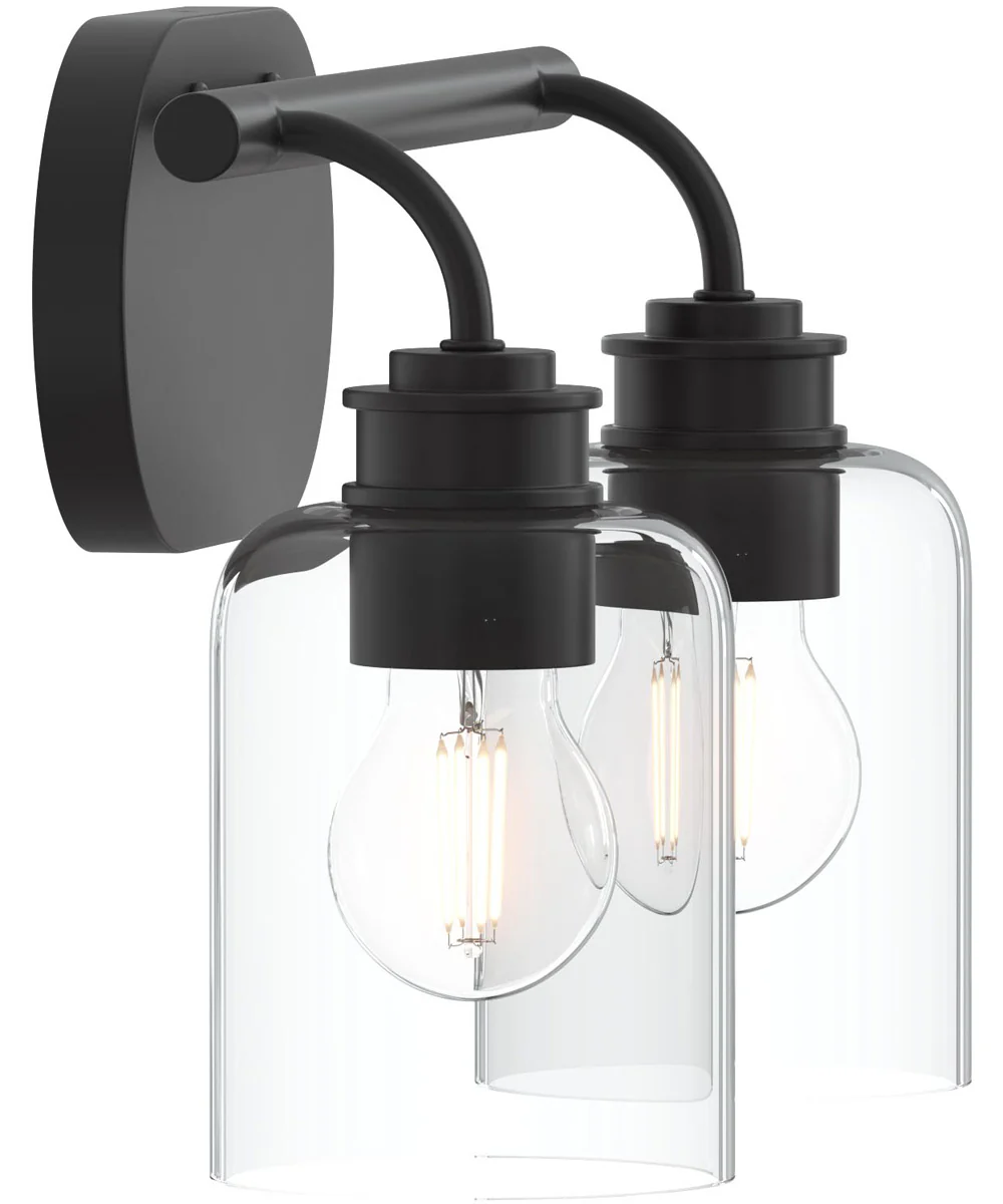 Reines 2-Light Bath Vanity with Clear Glass Shades Matte Black - Image 8