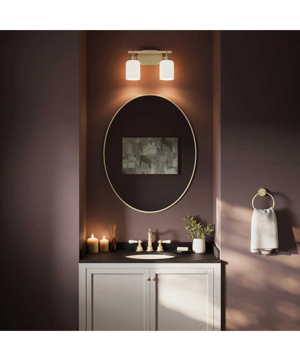 Reines 2-Light Bath Vanity with Opal Glass Shades Brushed Gold - Image 2