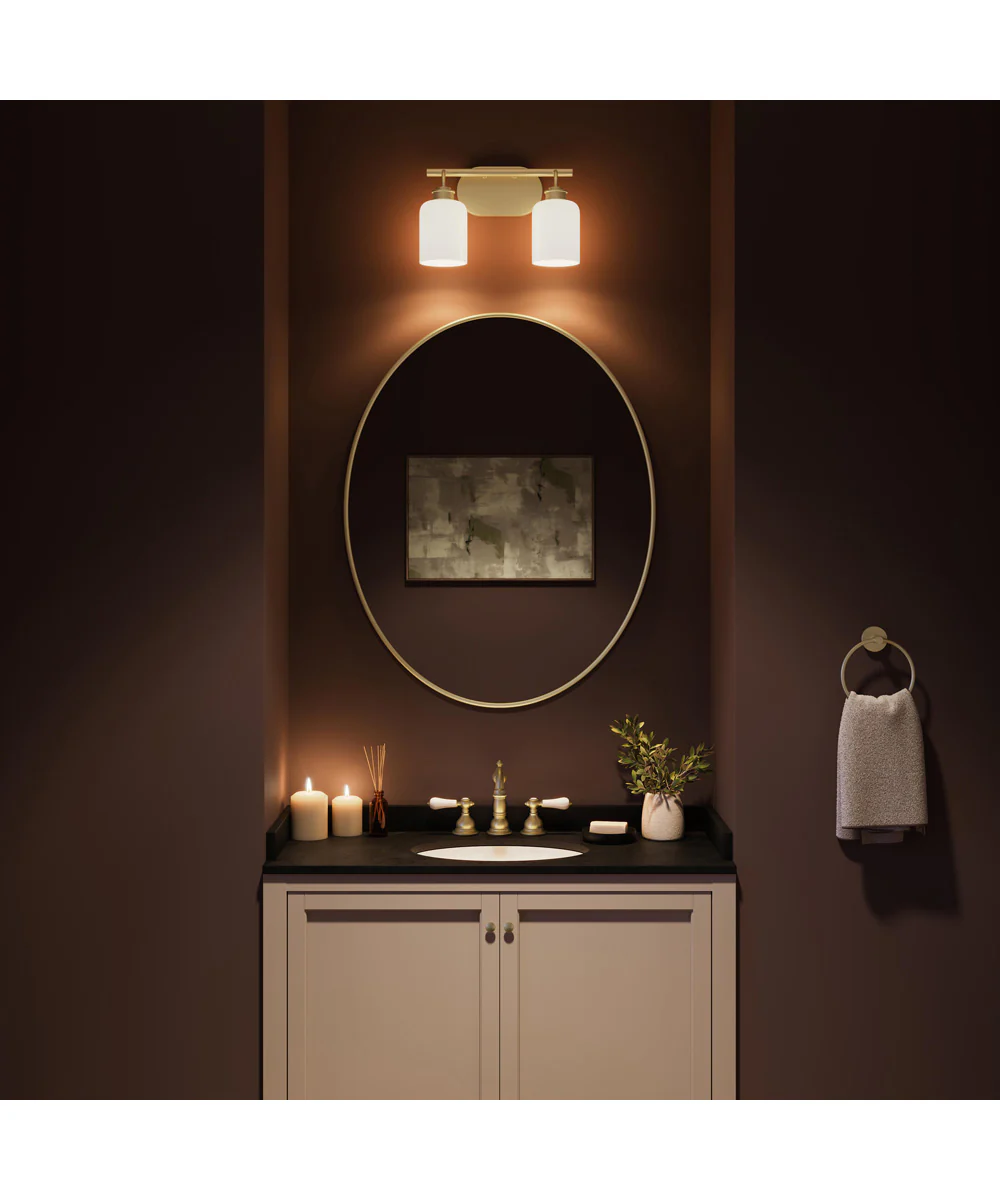 Reines 2-Light Bath Vanity with Opal Glass Shades Brushed Gold - Image 3