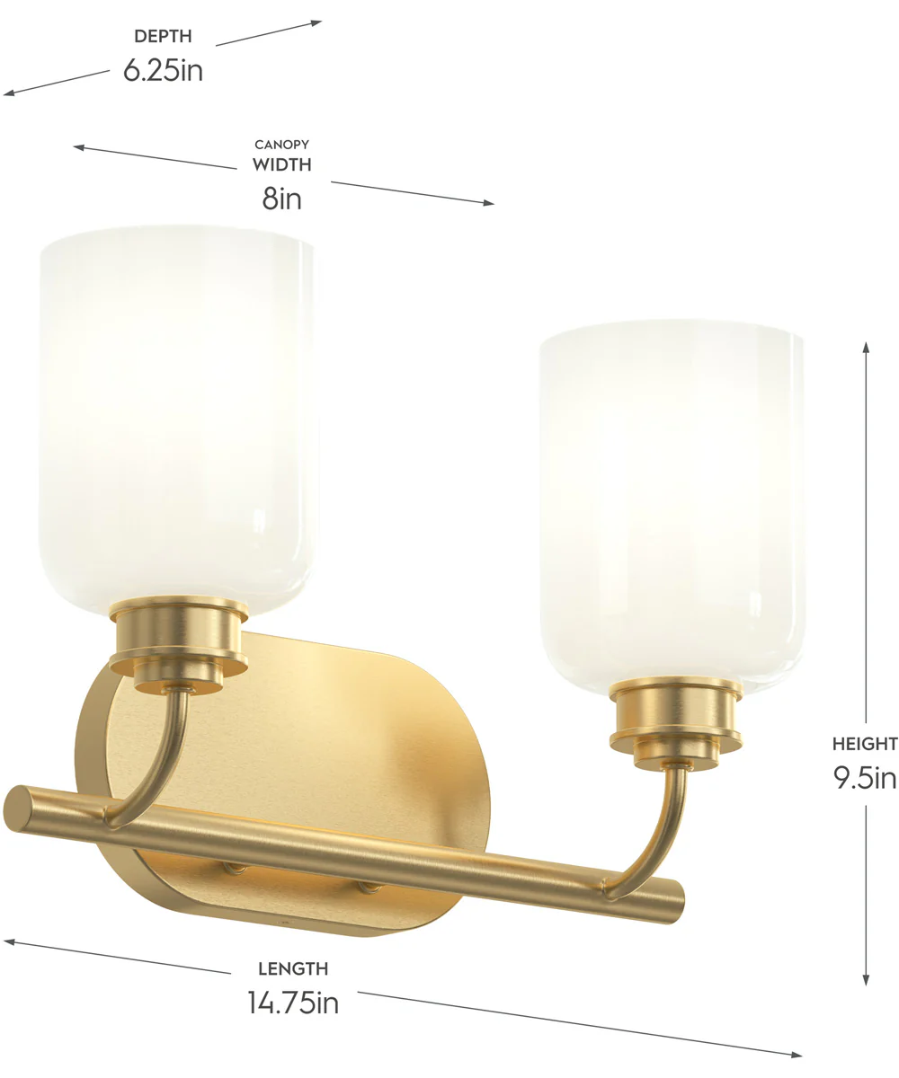 Reines 2-Light Bath Vanity with Opal Glass Shades Brushed Gold - Image 4