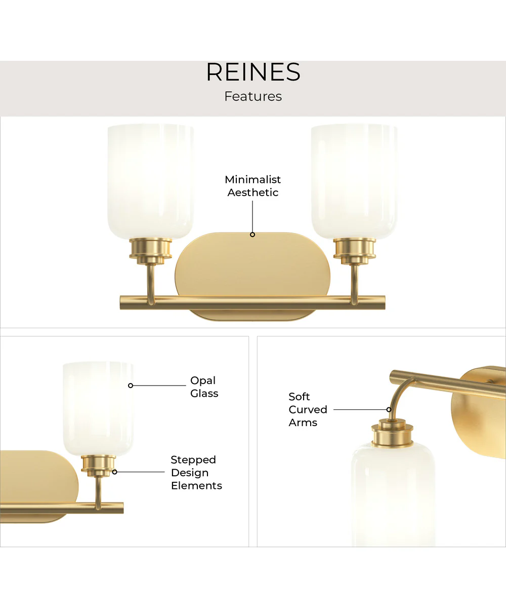 Reines 2-Light Bath Vanity with Opal Glass Shades Brushed Gold - Image 9