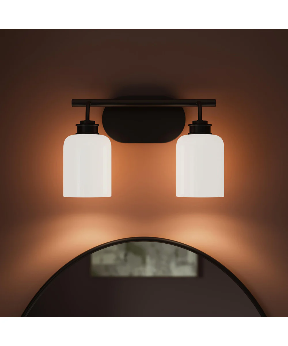 Reines 2-Light Bath Vanity with Opal Glass Shades Matte Black - Image 11