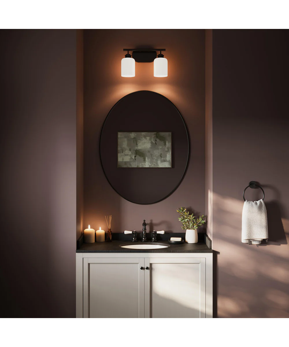 Reines 2-Light Bath Vanity with Opal Glass Shades Matte Black - Image 2