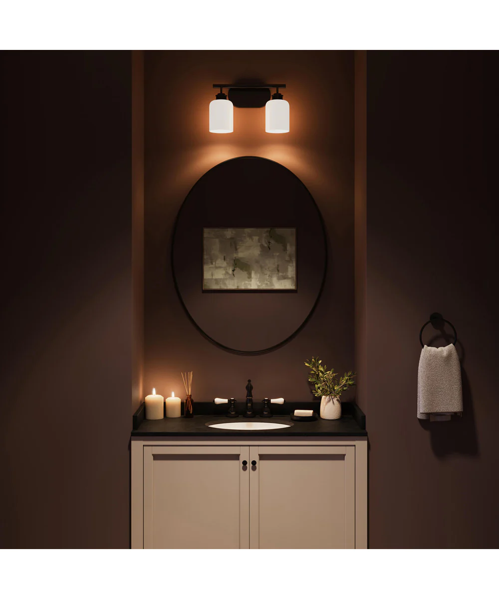 Reines 2-Light Bath Vanity with Opal Glass Shades Matte Black - Image 3